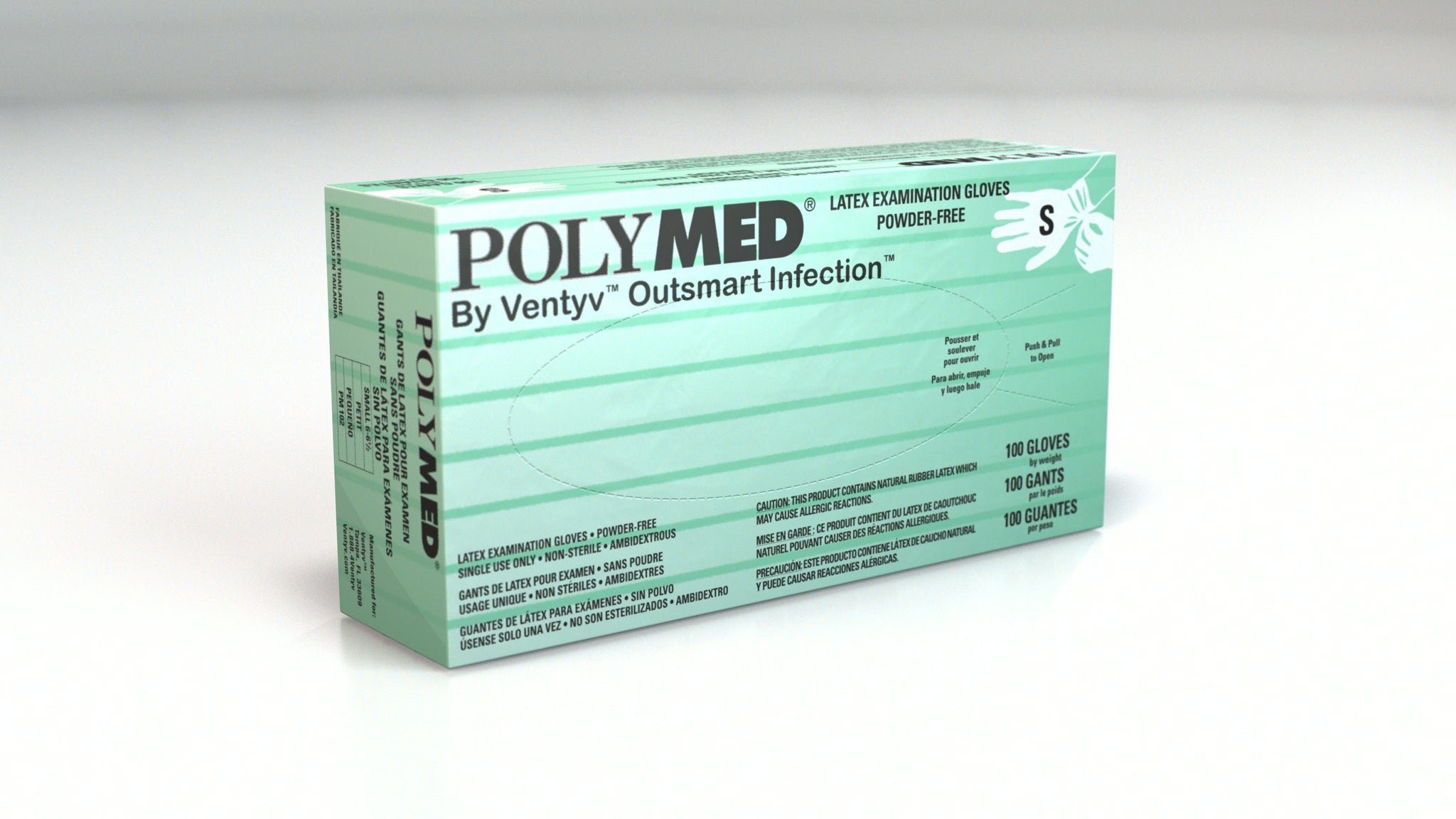 Ventyv PM102 Polymed Latex Gloves Box of 100, Small